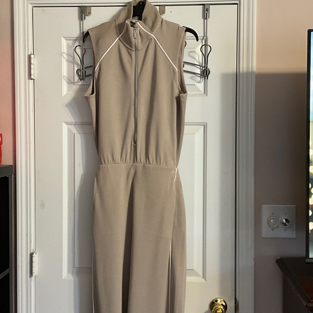 Spanx Sleeveless Tan Dress with White Trim Never Worn Size M